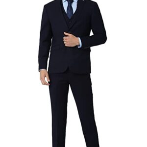 Peter England Polyester Blend Men Navy Three Piece Suit Business Vest (PIS3SNSF687966 40)