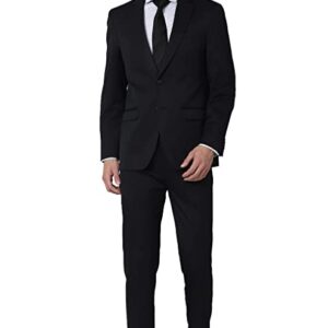 Peter England Men's Polyester Blend Regular Business Suit Pants Set (PESUOTLB719144_Blue_40)