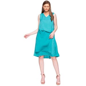 VERO MODA Womens V Neck Slub Layered Skater Dress