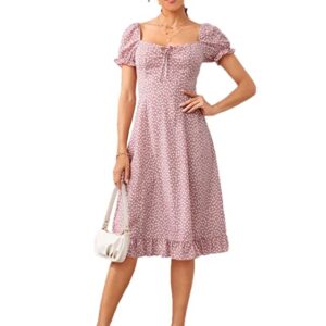 Lymio Dresses for Women Regular Multi Color Square Neck Half Sleeve Polyester Printed Dress(520-521)