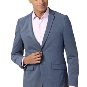 Peter England Men's Textured Slim Fit Blue Blazer