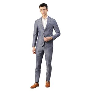 BRUUN & STENGADE Navy Blue Wool Blend Slim Fit Suit Set