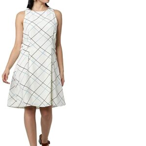 VERO MODA Womens Round Neck Checked Shift Dress