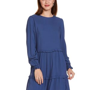Marks & Spencer Women's Polyester A-Line Knee-Length Casual Dress (T42_4398_Navy_M)