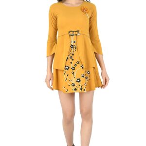 YOGYATA Women’s Stylish Fashionable Half Sleeves Designer Super Soft Round Neck One Piece Dress