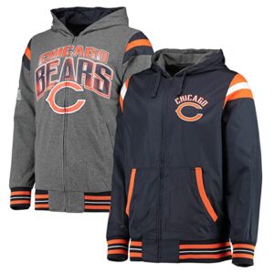 G-III Sports Men's Navy/Charcoal Chicago Bears Fast Pace Reversible Full-Zip Jacket